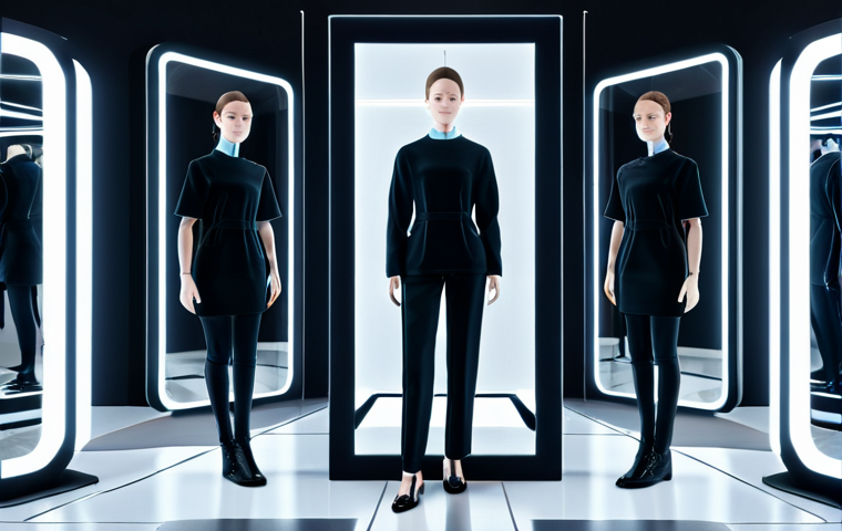 메타버스 패션쇼에서의 고객 참여 증대 전략 - Virtual Fashion Show Avatar Style Consultation**
"A user's avatar, fully clothed in modest, trendy ...