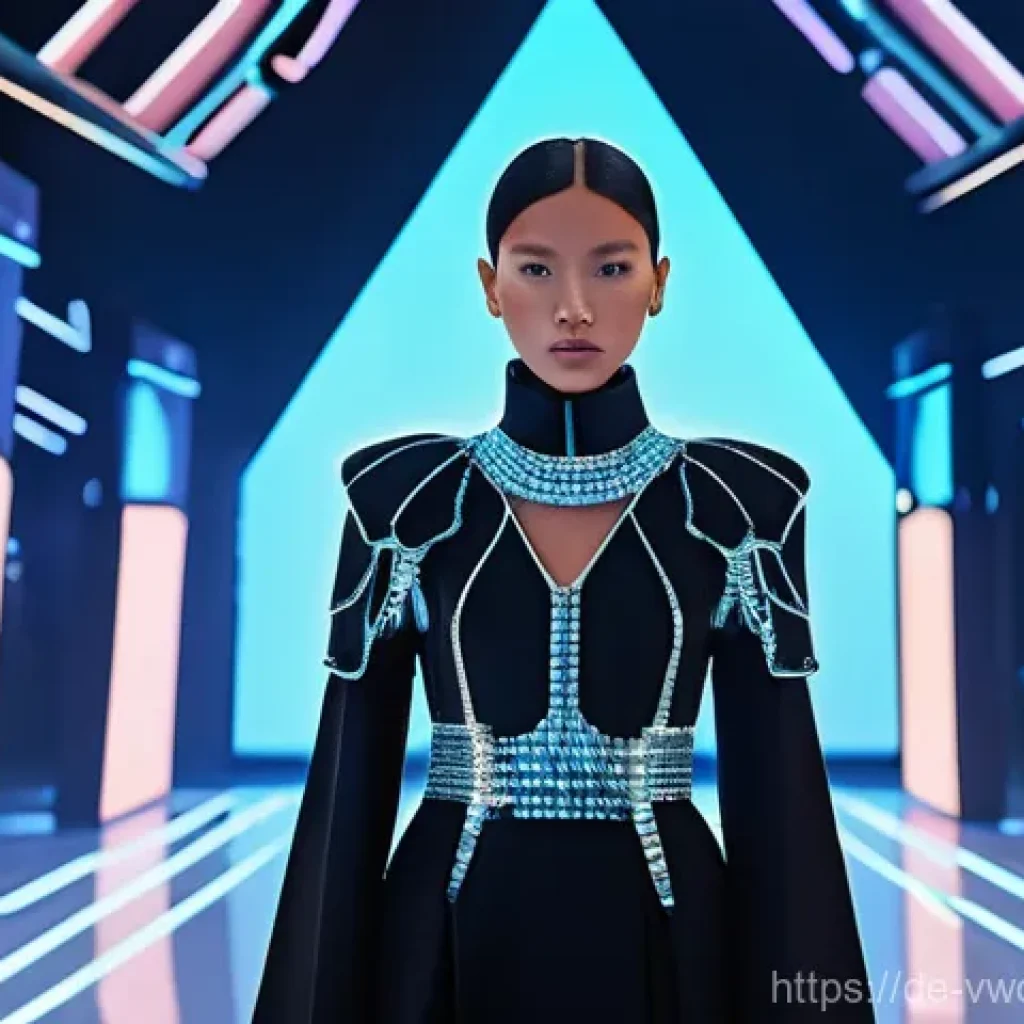 메타버스 패션쇼와 고객 경험 혁신 - **Prompt:** A dynamic and futuristic metaverse fashion show on an ethereal, illuminated runway. Dive...