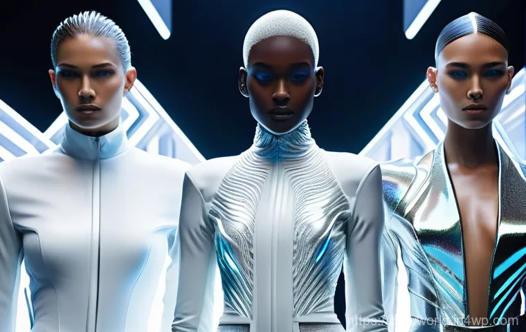 메타버스 패션쇼 트렌드 분석 - **Metaverse Fashion Spectacle: Ethereal and Gravity-Defying Collection**
    "A diverse group of fas...