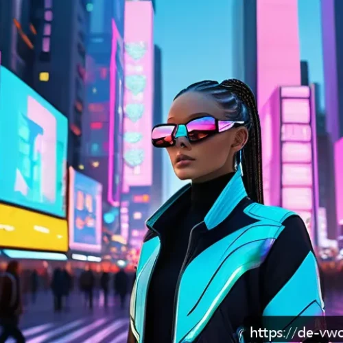 가상 옷 구매를 위한 메타버스 활용법 - A stylish digital avatar standing confidently in a futuristic virtual cityscape, wearing customizabl...