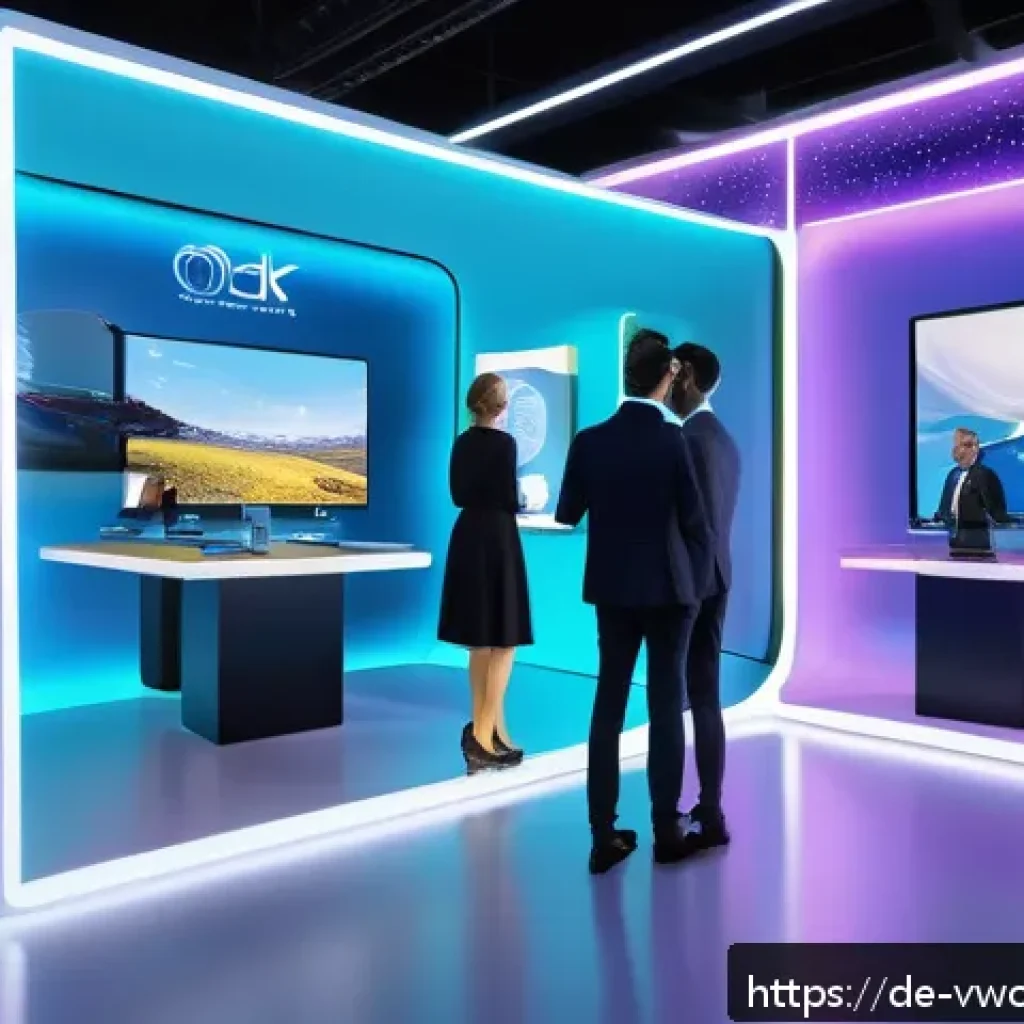 메타버스에서의 브랜드 이미지 구축 전략 - A futuristic virtual event inside a sleek, spacious 3D metaverse environment filled with interactive...