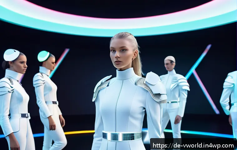 메타버스 패션쇼에서의 브랜드 마케팅 전략 - A futuristic digital fashion show set in a sleek Metaverse environment with diverse avatars actively...